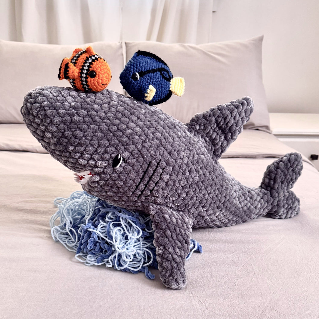 3-Pattern Pack: Hungry Shark, Clownfish, Blue Tang - Shark with Mouth Pocket to Fit 2 or MORE Fish!