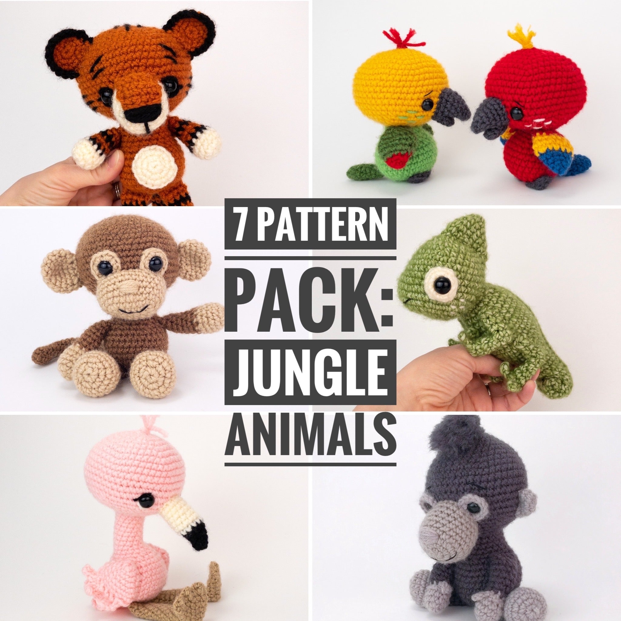 Pattern Bundle 7 Farm Animals, No Sew Amigurumi Crochet Patterns